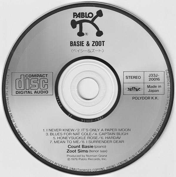 Count Basie & Zoot Sims - Basie & Zoot (CD, Album, RE) (Near Mint (NM or M-)) - Image 3