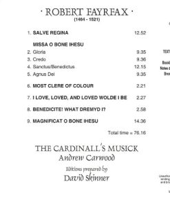 Robert Fayrfax, Andrew Carwood, David Skinner (4), The Cardinall's Musick-1