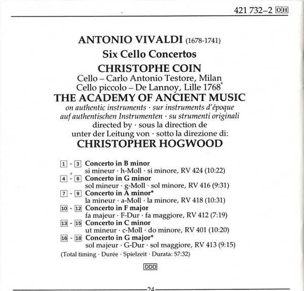Vivaldi* - Christophe Coin / The Academy Of Ancient Music / Christopher Hogwood-3