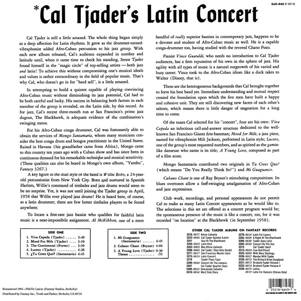 Cal Tjader - Cal Tjader's Latin Concert (LP, Album, RE, RM) (Very Good Plus (VG+)) - Image 2