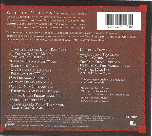 Willie Nelson - 16 Biggest Hits (HDCD, Comp) (Mint (M)) - Image 2