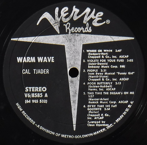 Cal Tjader - Warm Wave (LP, Album) (Very Good Plus (VG+)) - Image 3