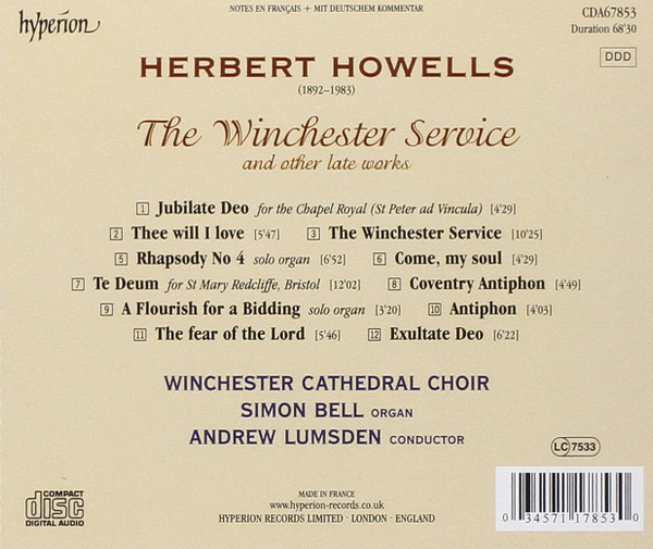 Howells*, Winchester Cathedral Choir, Andrew Lumsden-1