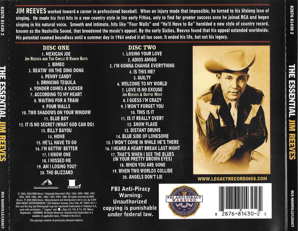 Jim Reeves - The Essential Jim Reeves (2xCD, Comp) (Mint (M)) - Image 2