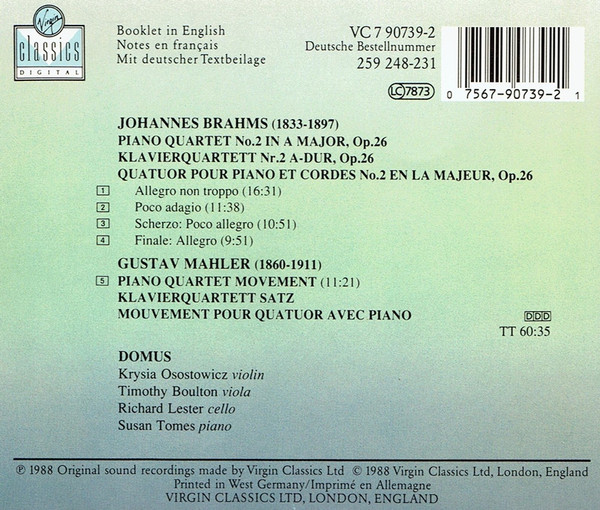 Johannes Brahms / Gustav Mahler - Domus Quartett-1