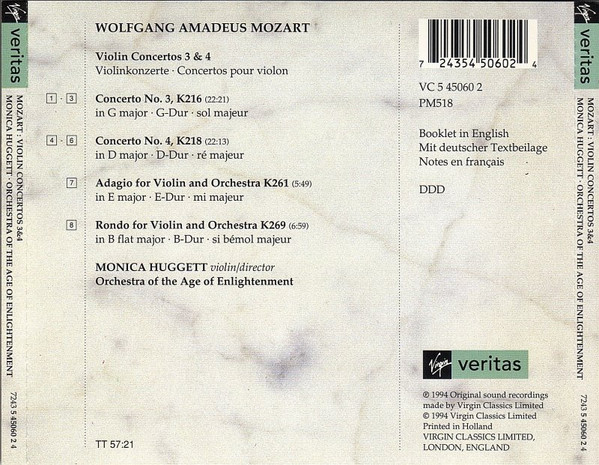 Wolfgang Amadeus Mozart, Monica Huggett, Orchestra Of The Age Of Enlightenment-1