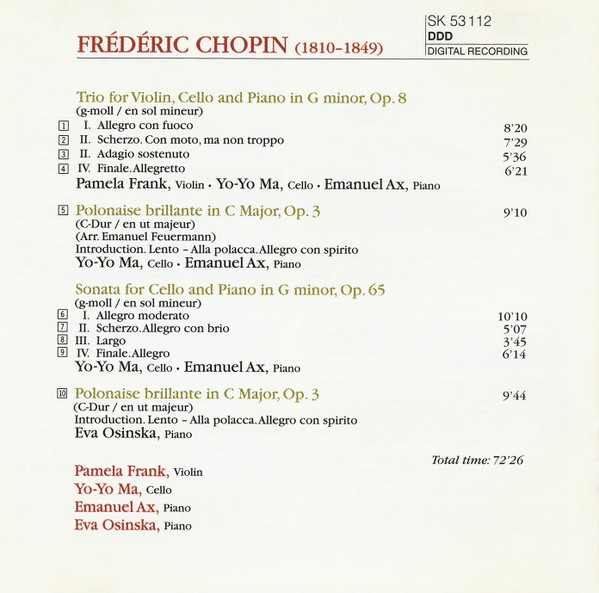 Frédéric Chopin, Emanuel Ax, Pamela Frank, Yo-Yo Ma-1