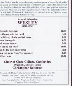 Samuel Sebastian Wesley, The Choir Of Clare College, Christopher Robinson-1