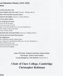 Samuel Sebastian Wesley, The Choir Of Clare College, Christopher Robinson-4