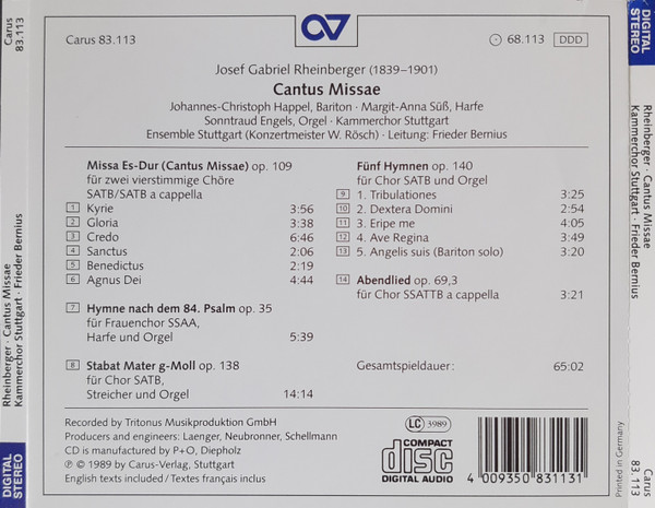 Josef Gabriel Rheinberger* − Kammerchor Stuttgart, Ensemble Stuttgart, Frieder Bernius-1