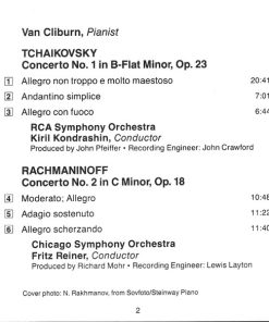 Van Cliburn, Tchaikovsky* - Kondrashin* / RCA Symphony* / Rachmaninov* - Reiner* / Chicago Symphony*-3