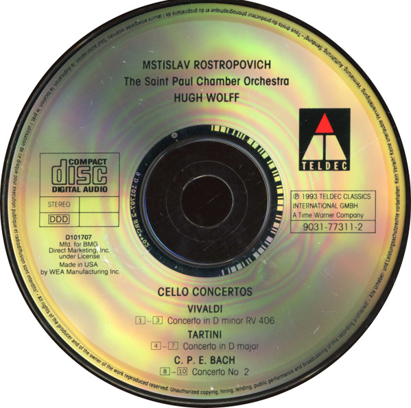 C.P.E. Bach*, Vivaldi*, Tartini*, Rostropovich*, The Saint Paul Chamber Orchestra, Hugh Wolff-3