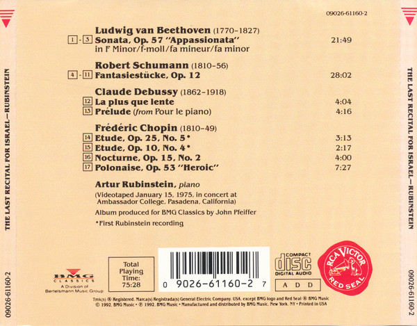 Arthur Rubinstein / Beethoven*, Schumann*, Debussy*, Chopin*-2