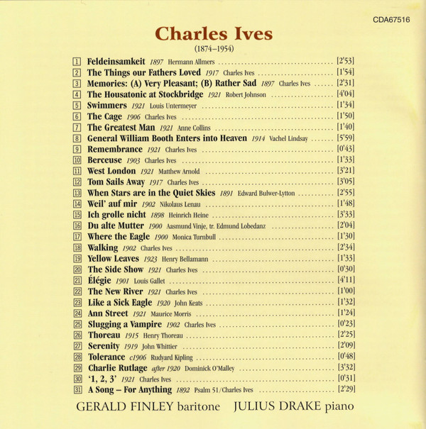 Charles Ives, Gerald Finley, Julius Drake-1
