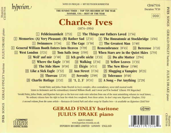 Charles Ives, Gerald Finley, Julius Drake-2