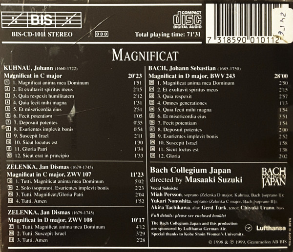 Bach Collegium Japan, Masaaki Suzuki, Kuhnau*, Zelenka*, J.S. Bach*-1