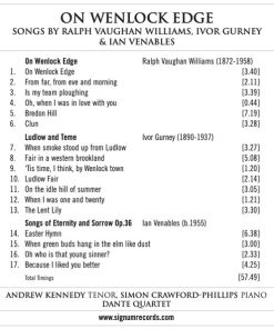 Vaughan Williams*, Venables*, Gurney* - Andrew Kennedy, Dante Quartet, Simon Crawford-Phillips*-2