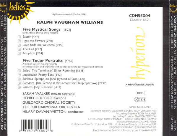 Vaughan Williams* / Sarah Walker (2) • Henry Herford • Guildford Choral Society • Philharmonia Orchestra • Hilary Davan Wetton-2