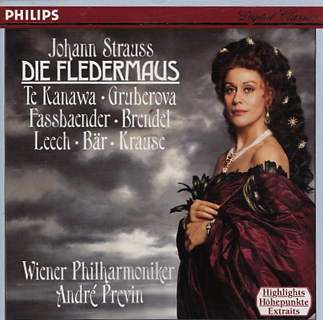 Johann Strauss*, Te Kanawa*, Gruberova*, Fassbaender*, Brendel*, Leech*, Bär*, Krause*, Wiener Philharmoniker, André Previn-0
