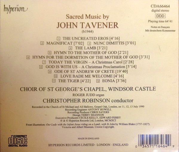 John Tavener / Choir Of St George's Chapel, Windsor Castle*, Christopher Robinson-1