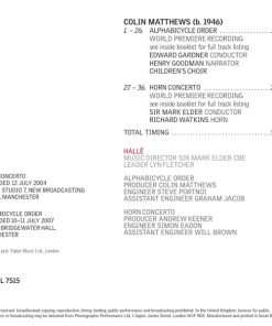 Hallé*, Colin Matthews - Sir Mark Elder*, Richard Watkins / Edward Gardner, Henry Goodman-2