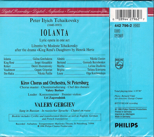 Tchaikovsky* - Gorchakova* · Grigorian* · Hvorostovsky* · Kirov Opera* & Orchestra Mariinsky Theatre, St Petersburg* · Valery Gergiev-1