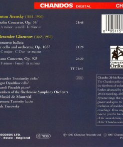 Anton Stepanovich Arensky / Alexander Glazunov - Alexander Trostiansky, Yegor Dyachkov, Maneli Pirzadeh, I Musici De Montréal, Members Of The Sherbrooke Symphony Orchestra, Yuli Turovsky-1