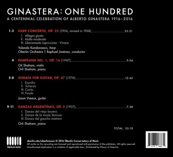 Alberto Ginastera, Gil Shaham, Yolanda Kondonassis, Jason Vieaux, Orli Shaham, Oberlin College Conservatory Orchestra-1
