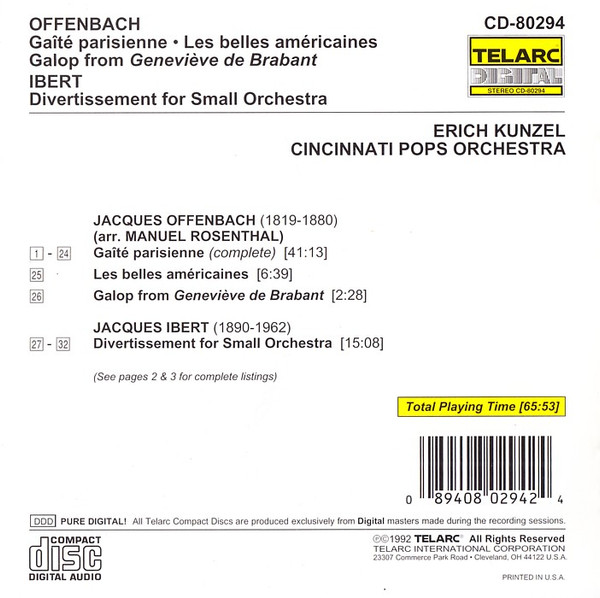 Offenbach* / Ibert*, Erich Kunzel, Cincinnati Pops Orchestra-1