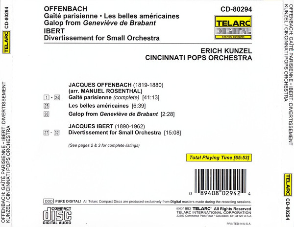 Offenbach* / Ibert*, Erich Kunzel, Cincinnati Pops Orchestra-3