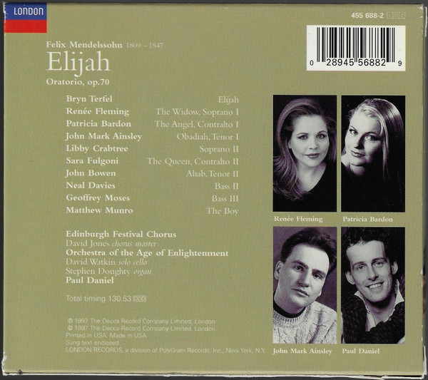 Felix Mendelssohn-Bartholdy, Bryn Terfel, Renée Fleming, Patricia Bardon, John Mark Ainsley, Edinburgh Festival Chorus, Orchestra Of The Age Of Enlightenment, Paul Daniel-1