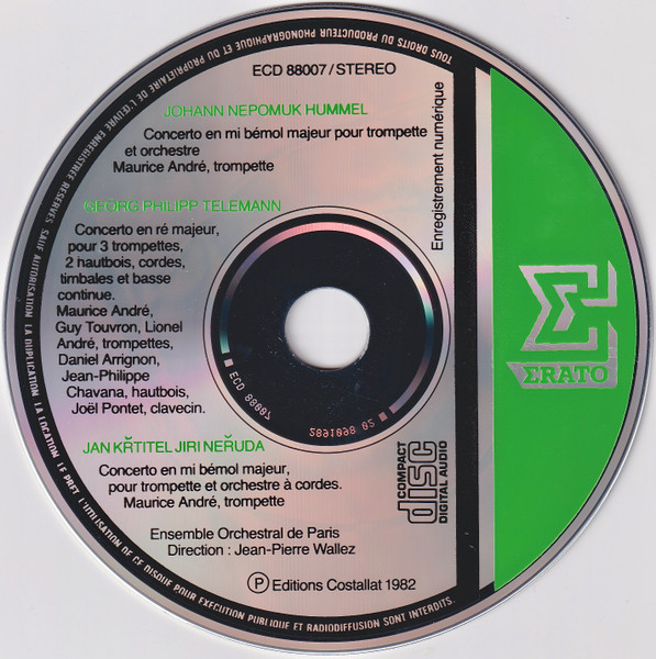 Hummel* / Telemann* / Neruda* - Maurice André, Guy Touvron, Lionel André, Ensemble Orchestral De Paris, Jean-Pierre Wallez-2