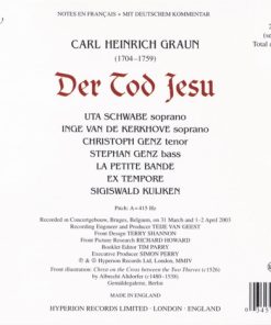 Carl Heinrich Graun, Uta Schwabe, Inge van de Kerkhove, Christoph Genz, Stephan Genz, La Petite Bande, Ex Tempore, Sigiswald Kuijken-1
