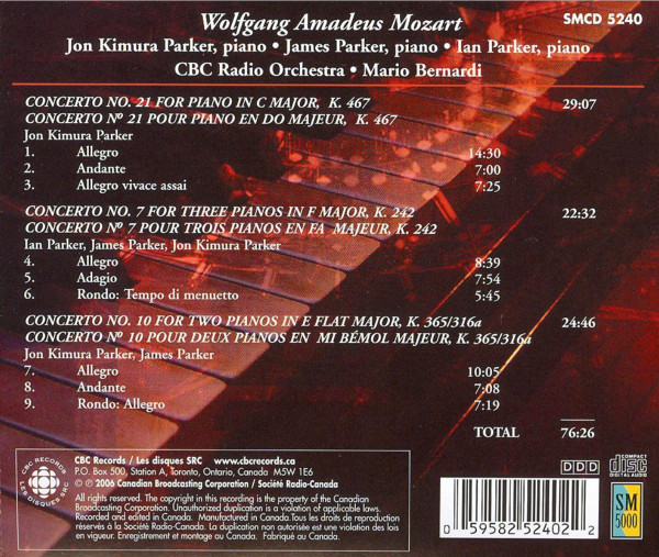 Ian Parker (10) - Jon Kimura Parker, Jamie Parker (3), CBC Radio Orchestra*, Mario Bernardi (2)-1