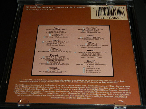 Wynton Marsalis, Edita Gruberova, English Chamber Orchestra, Raymond Leppard - Purcell*, Händel*, Torelli*, Fasch*, Molter*-3