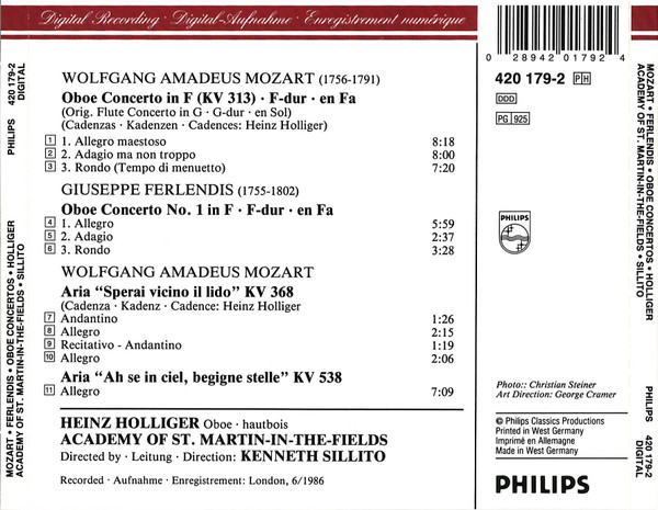 Mozart*, Ferlendis*, Heinz Holliger, Academy Of St. Martin-in-the-Fields*, Kenneth Sillito-1