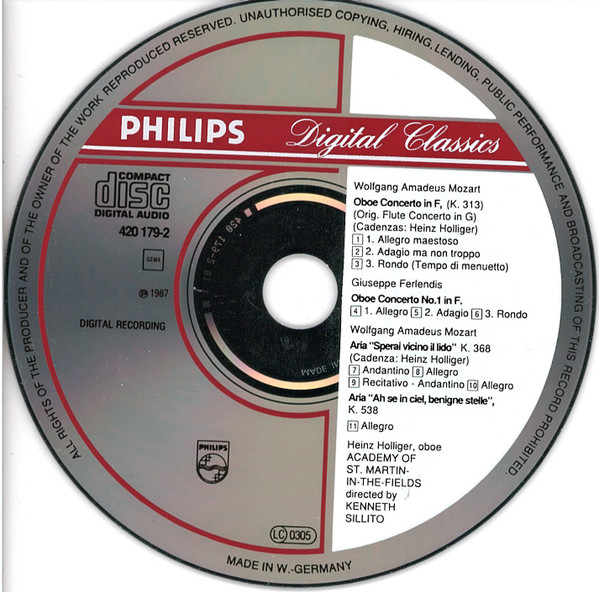 Mozart*, Ferlendis*, Heinz Holliger, Academy Of St. Martin-in-the-Fields*, Kenneth Sillito-2
