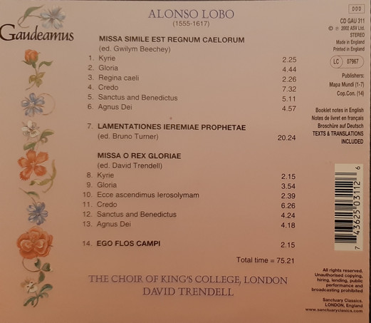 Alonso Lobo, The Choir Of King's College London*, David Trendell-3