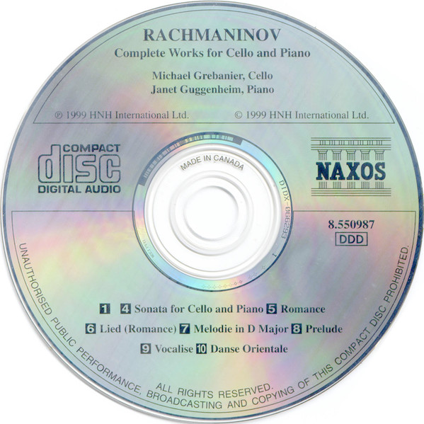 Rachmaninov* - Michael Grebanier, Janet Guggenheim-2