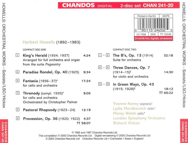 Howells* – Yvonne Kenny, Lydia Mordkovitch, Moray Welsh, London Symphony Orchestra, Richard Hickox-1