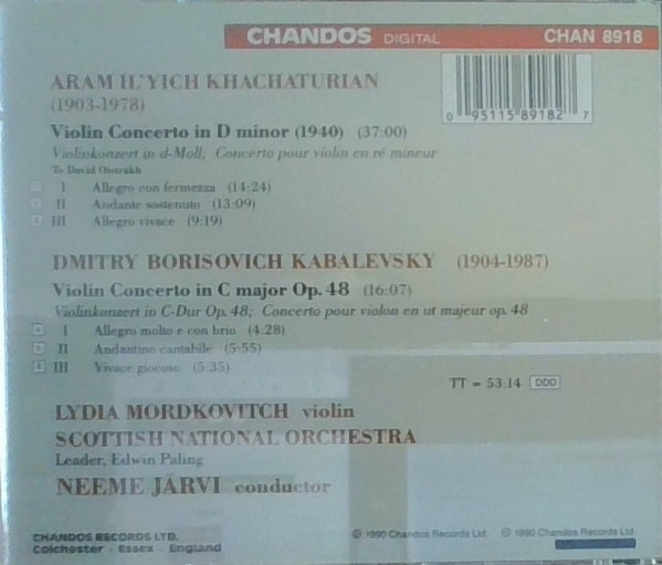 Aram Khatchaturian / Dmitry Kabalevsky - Lydia Mordkovitch, Royal Scottish National Orchestra, Neeme Järvi-1