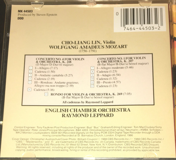 Cho-Liang Lin, Mozart*, English Chamber Orchestra, Raymond Leppard-3
