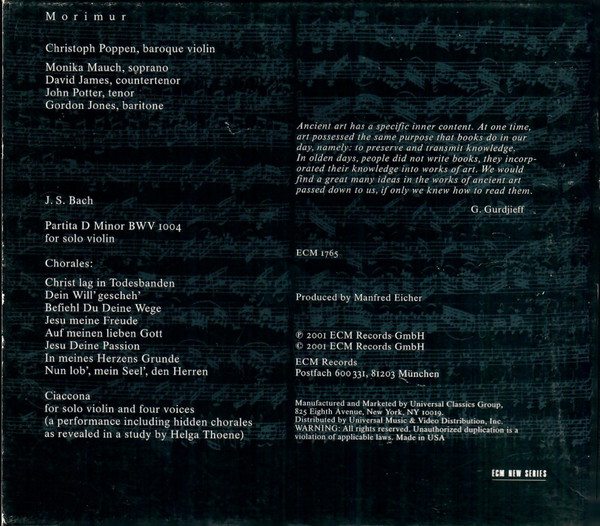 Christoph Poppen / The Hilliard Ensemble, J. S. Bach*-1