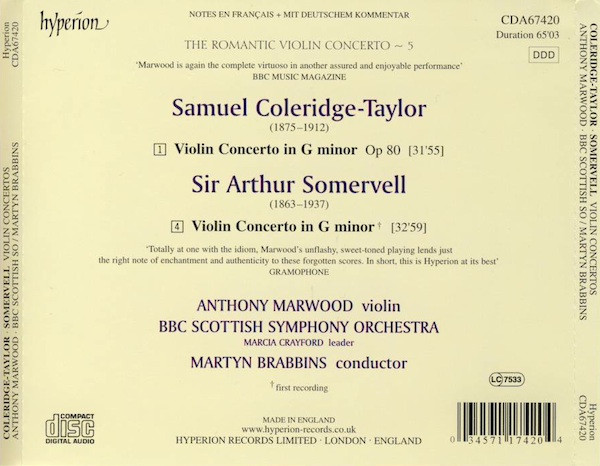 Coleridge-Taylor*, Somervell*, Anthony Marwood, BBC Scottish Symphony Orchestra, Martyn Brabbins-1