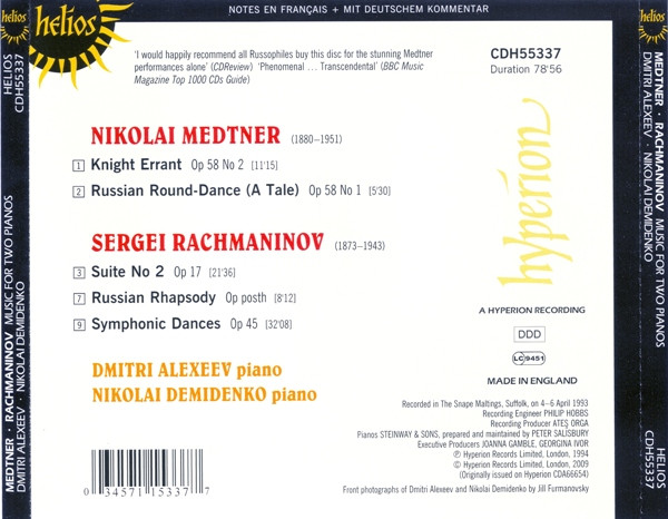 Medtner*, Rachmaninov* - Dmitri Alexeev, Nikolai Demidenko-1