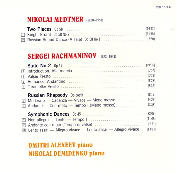 Medtner*, Rachmaninov* - Dmitri Alexeev, Nikolai Demidenko-2