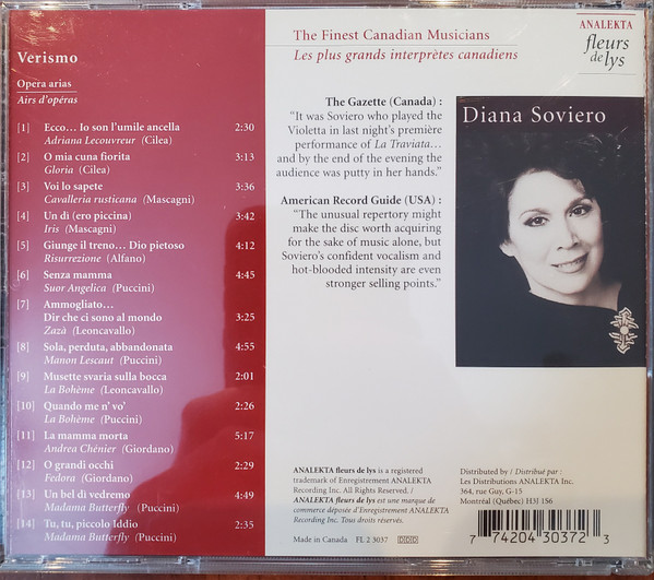 Diana Soviero, Orchestre De L'Opéra De Montréal, Joseph Rescigno, Puccini*, Mascagni*, Leoncavallo*-1