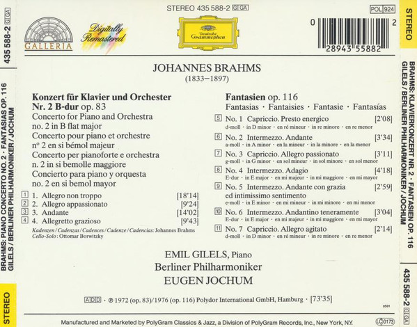 Johannes Brahms : Emil Gilels, Berliner Philharmoniker, Eugen Jochum-1
