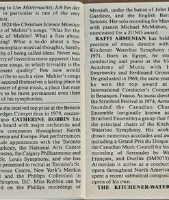 Gustav Mahler - Catherine Robbin, Kitchener-Waterloo Symphony, Raffi Armenian-4