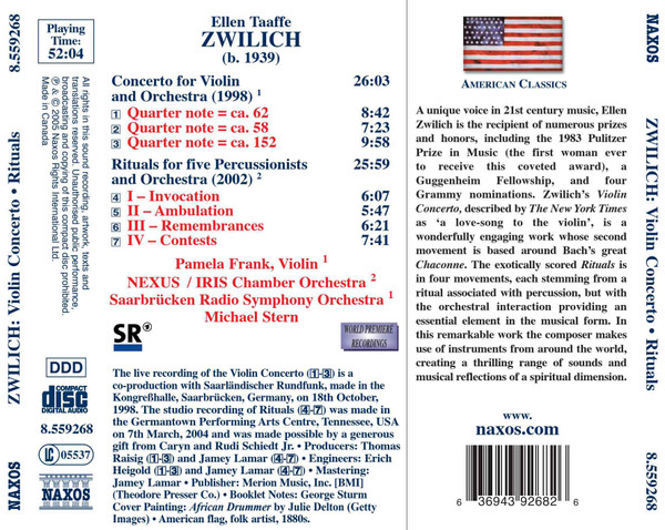 Ellen Taaffe Zwilich, Pamela Frank, Nexus (18), Iris Chamber Orchestra, Saarbrücken Radio Symphony Orchestra*, Michael Stern (3)-1